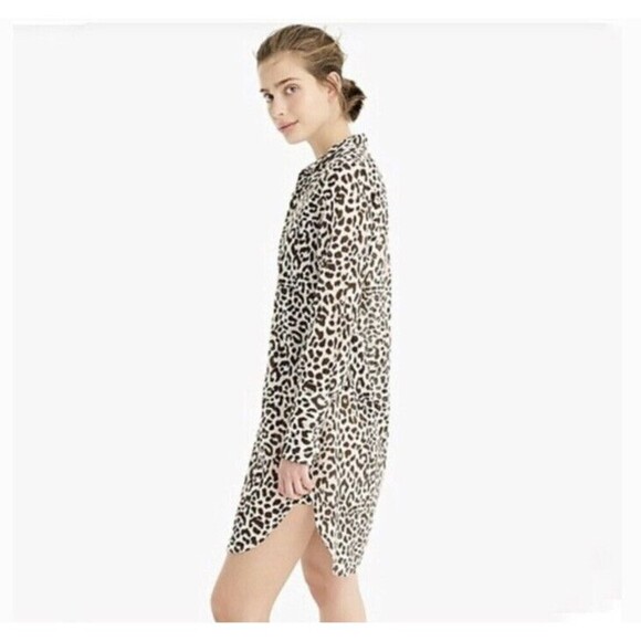 NEW J. Crew button down Beach cover-up Dress Leopard print Size XS - Picture 4 of 14